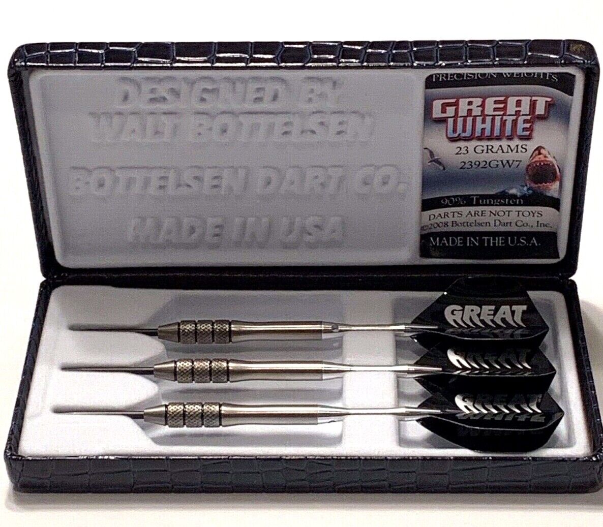 BOTTELSEN DARTS GREAT WHITE STEEL TIP 2392GW7 23 GRAM  FREE SHIPPING N FLIGHTS