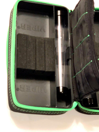 VIPER GLD PLAZMA PRO DART CASE BLK W/GREEN TRIM PHONE PCKT. FREE SHIP & FLIGHTS